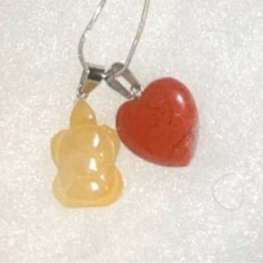 Red Jasper Crystal Heart ❤️ & Aventurine turtle 🐢 sterling silver 16” necklace